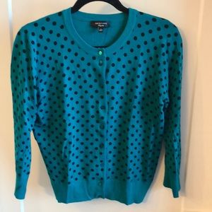 Spense Polka-Dot Button Front Cardigan in Teal